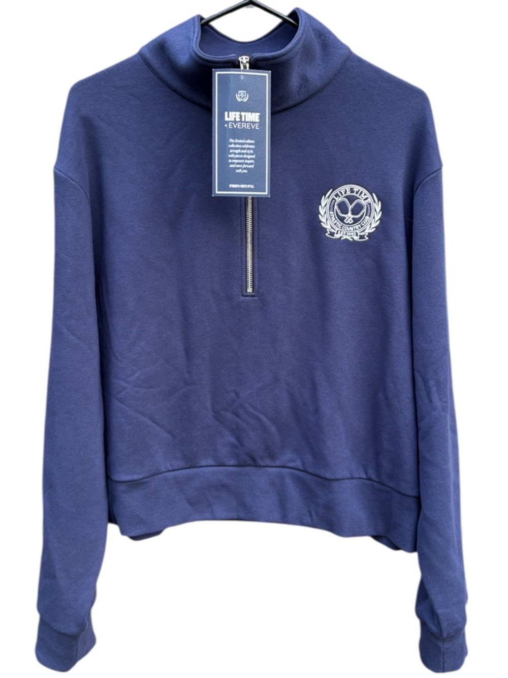 NWT EVEREVE X Lifetime 1/4 Zip Embroidered Logo Sweatshirt Navy Size XL